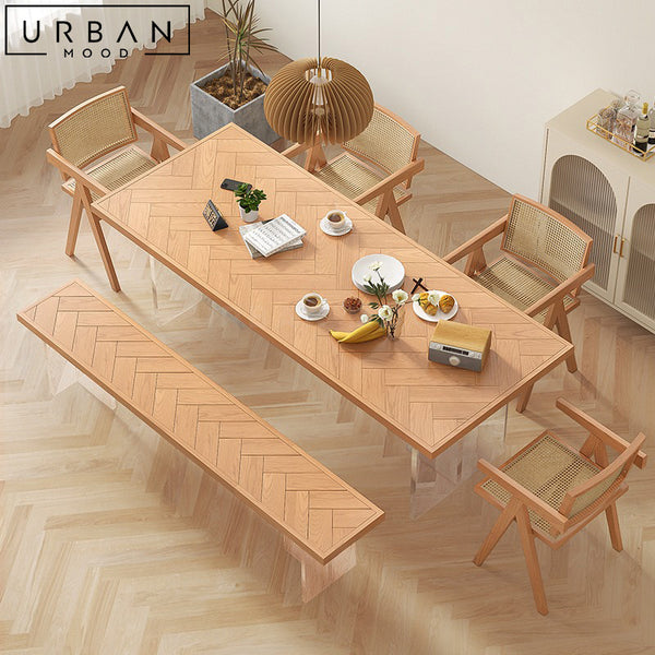 LYNCH Modern Herringbone Solid Wood Dining Table