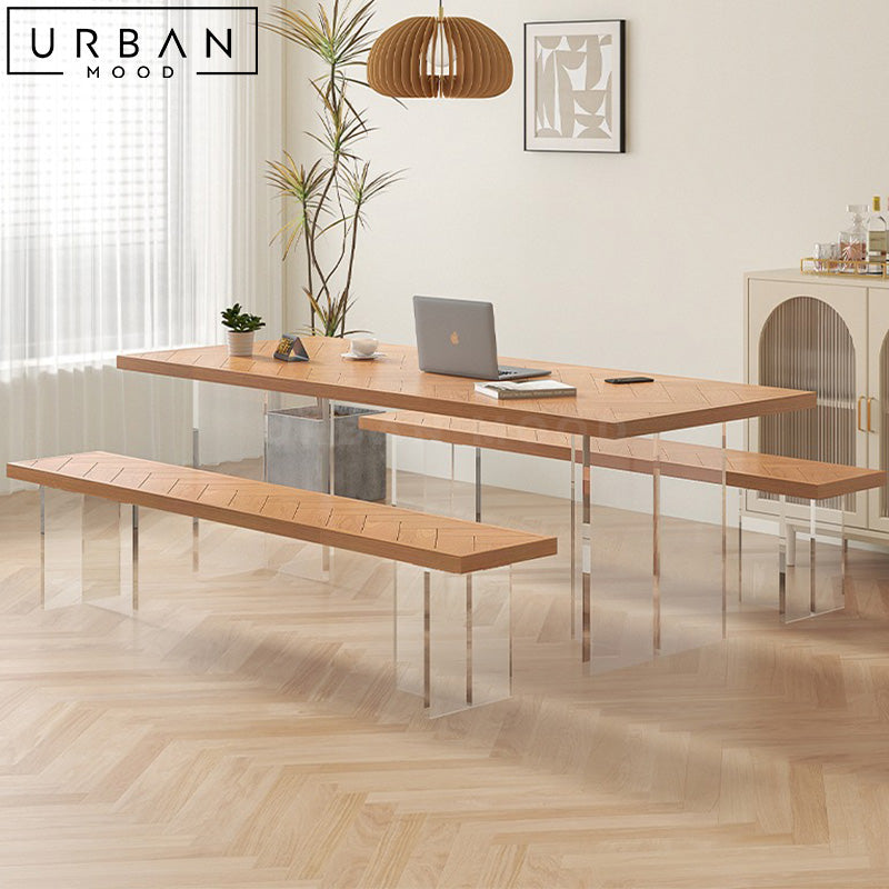 LYNCH Modern Herringbone Solid Wood Dining Table