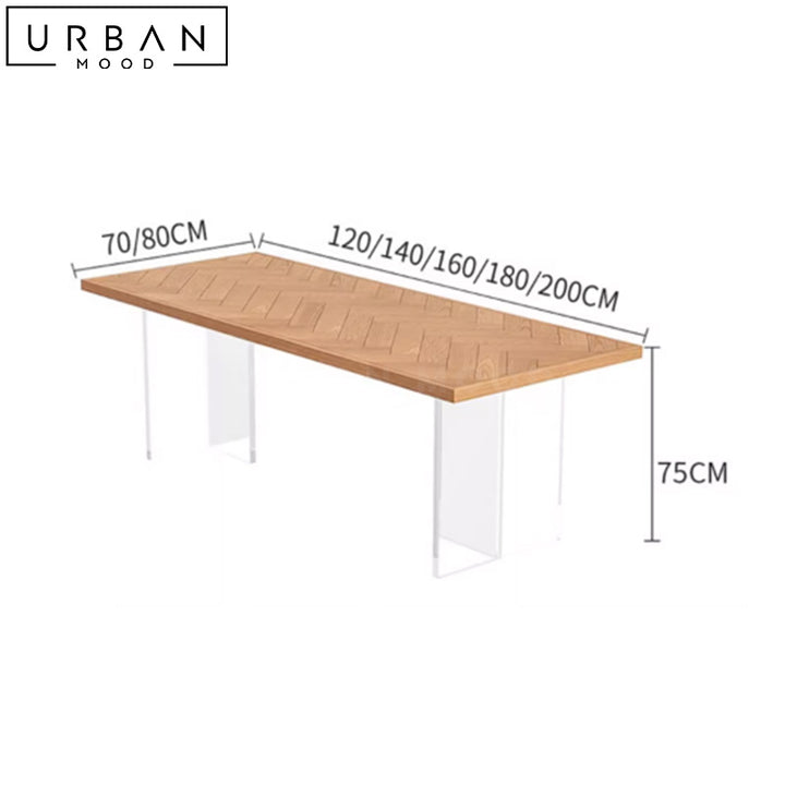 LYNCH Modern Herringbone Solid Wood Dining Table