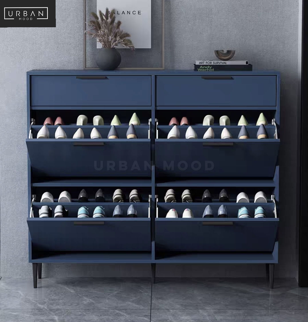 Navy shoe cabinet sale