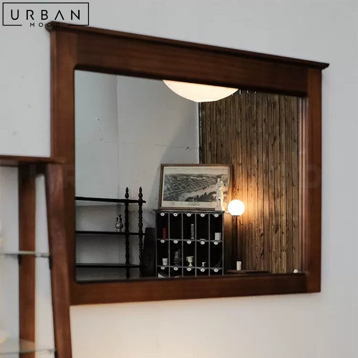 MADELEN Rustic Solid Wood Wall Mirror