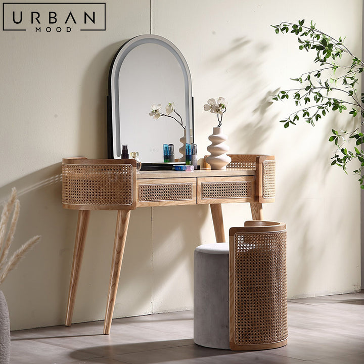 MAELLE Vintage Rattan Vanity Table