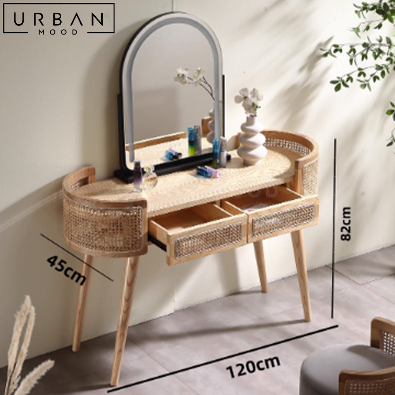 MAELLE Vintage Rattan Vanity Table