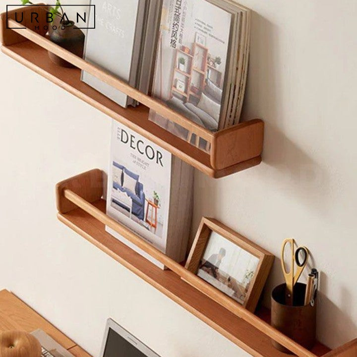 LINEN Japandi Solid Wood Wall Shelf