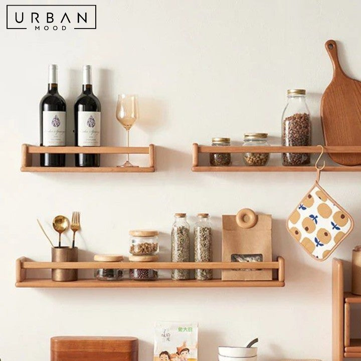 LINEN Japandi Solid Wood Wall Shelf