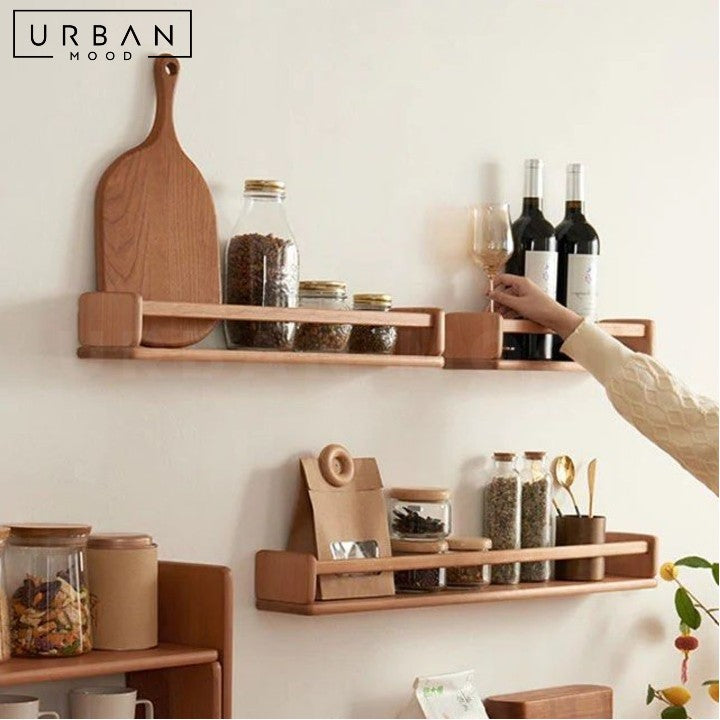 LINEN Japandi Solid Wood Wall Shelf