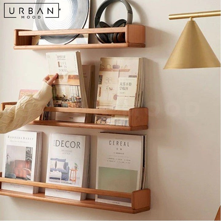 LINEN Japandi Solid Wood Wall Shelf