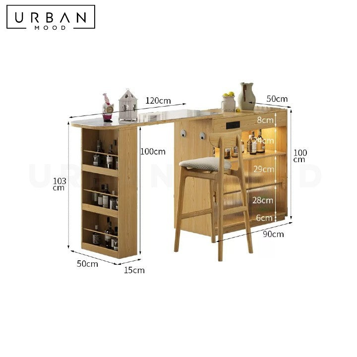 MAVIN Japandi Solid Wood Bar Table