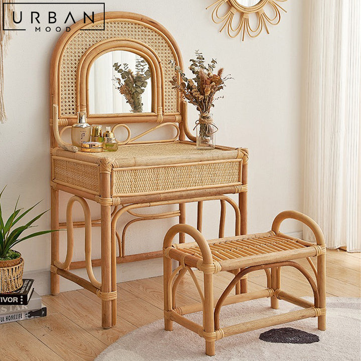 MANON Japandi Rattan Vanity Table Set