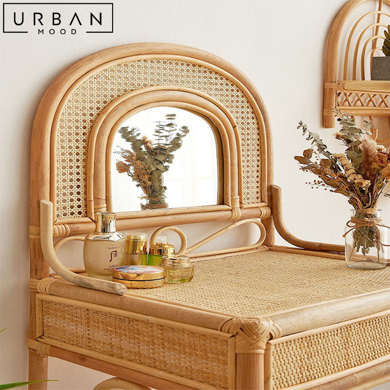 MANON Japandi Rattan Vanity Table Set