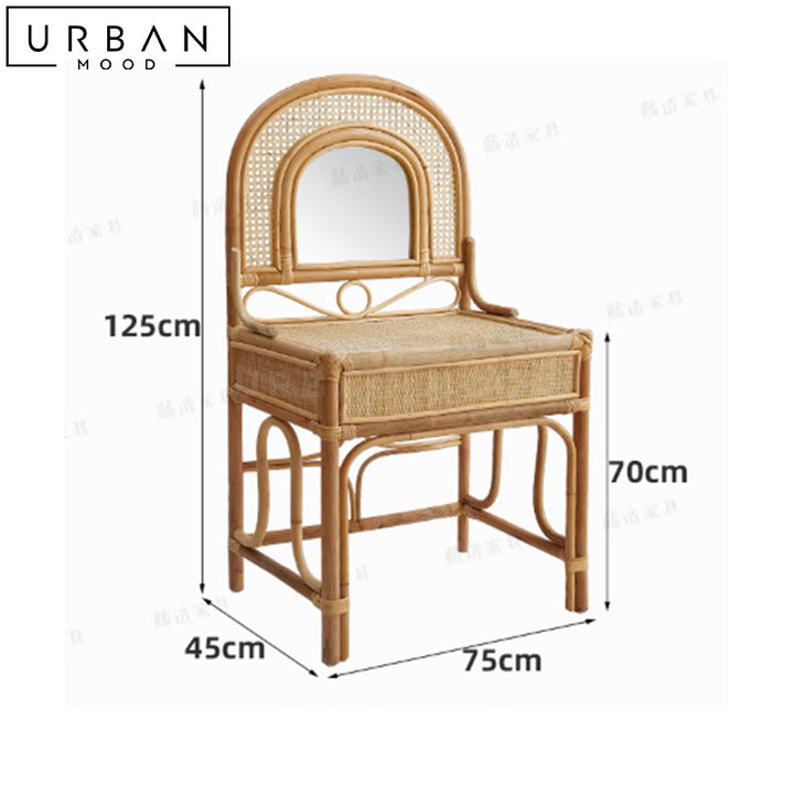 MANON Japandi Rattan Vanity Table Set