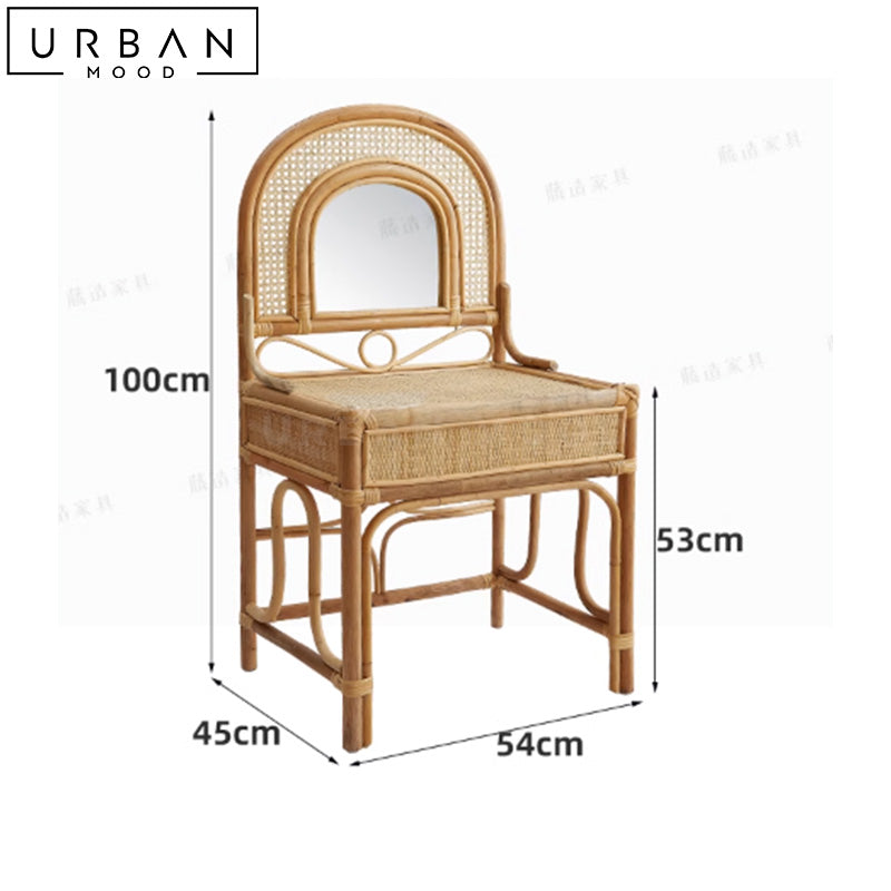 MANON Japandi Rattan Vanity Table Set