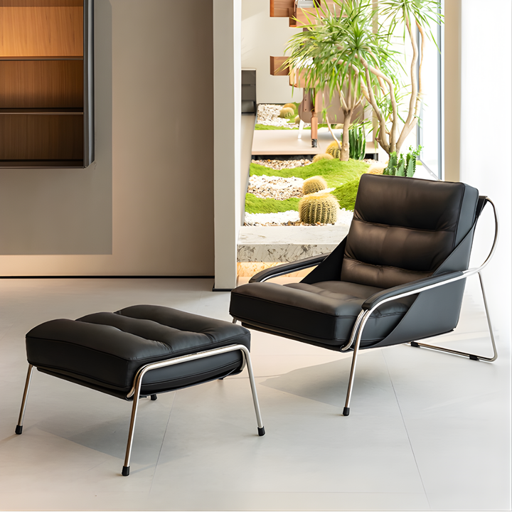 MARBELA Leather Lounge Chair & Ottoman - Urban Mood Singapore