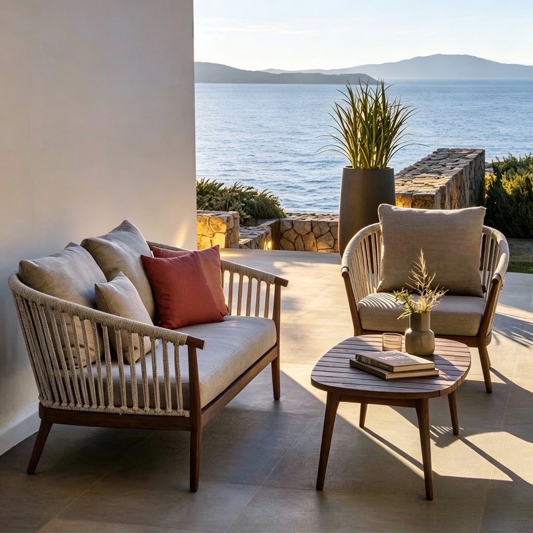 MARCELLA Modern Solid Wood Outdoor Sofa - Urban Mood Singapore
