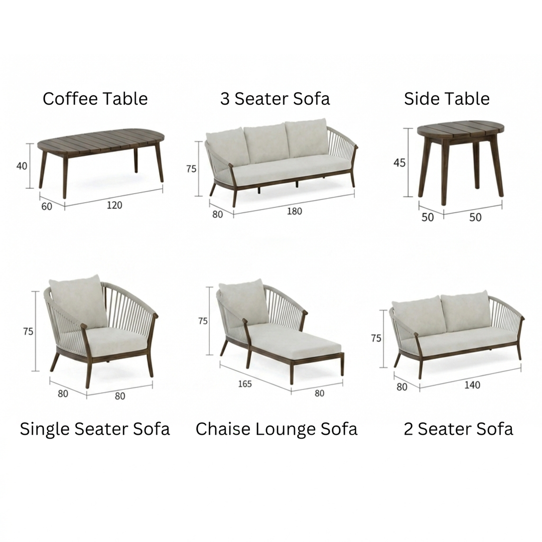 MARCELLA Modern Solid Wood Outdoor Sofa - Urban Mood Singapore