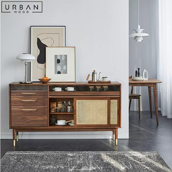 MARILEE Mid-Century Solid Wood Sideboard