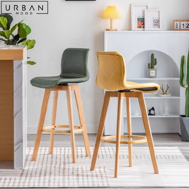 MARSDEN Scandinavian Solid Wood Bar Stool