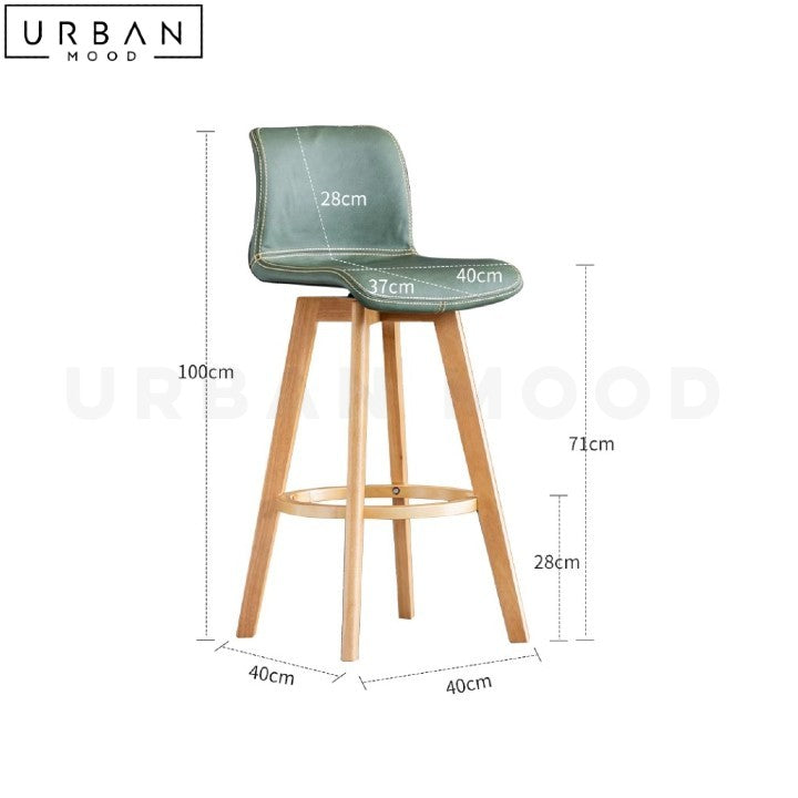 MARSDEN Scandinavian Solid Wood Bar Stool