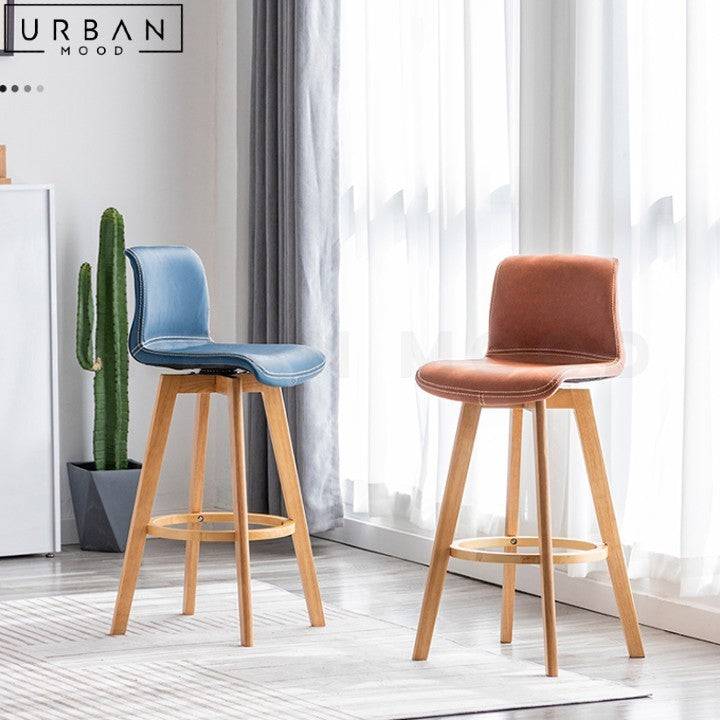 MARSDEN Scandinavian Solid Wood Bar Stool