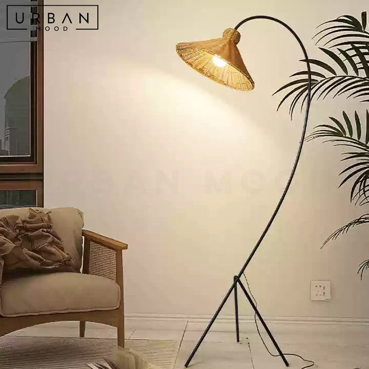 MAYRA Wabi Sabi Rattan Floor Lamp