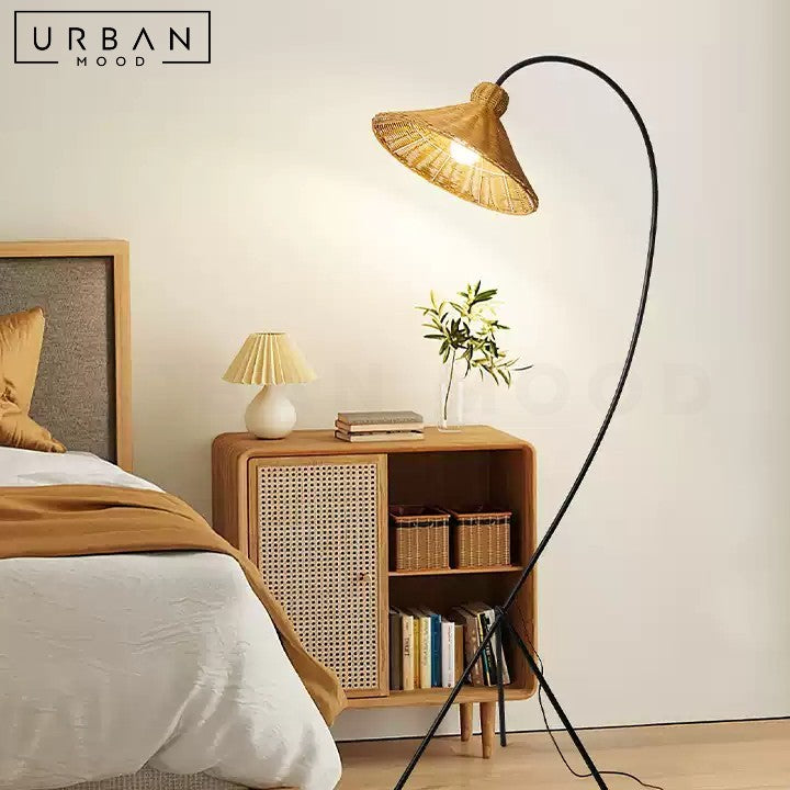 MAYRA Wabi Sabi Rattan Floor Lamp