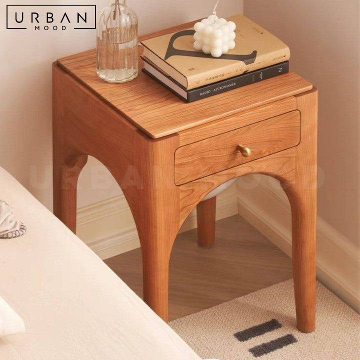 MAYSA Japandi Solid Wood LED Bedside Table