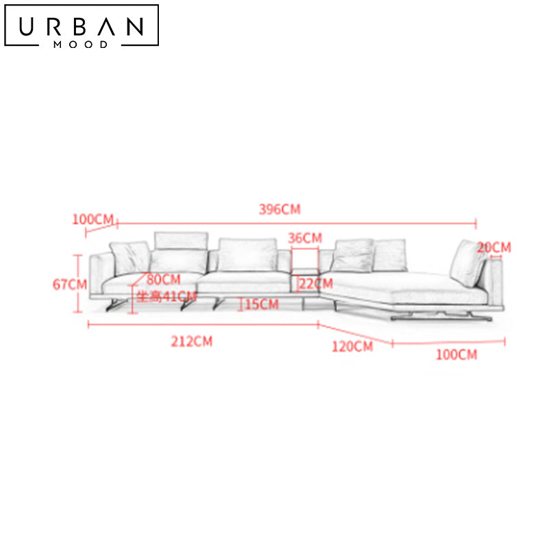 MEANG Modern Curved Fabric Sofa