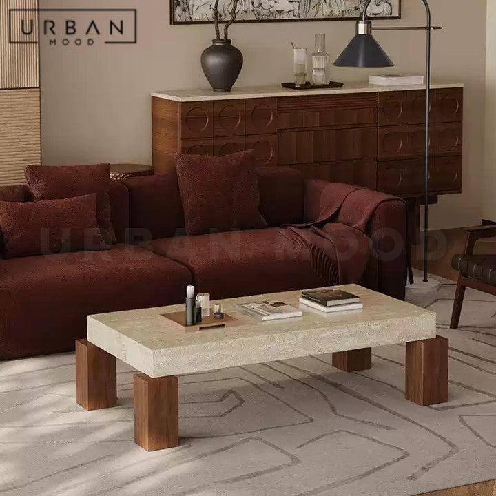 MEER Modern Travertine Coffee Table
