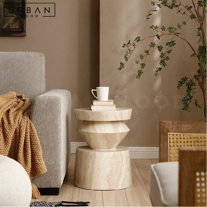 METTE Wabi Sabi Travertine Side Table