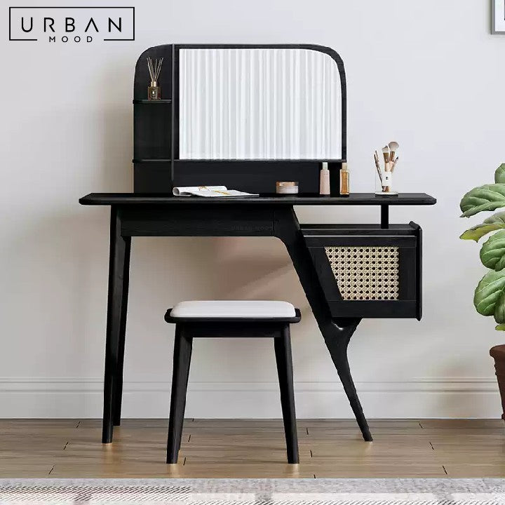 MEUNIER Japandi Rattan Vanity Table
