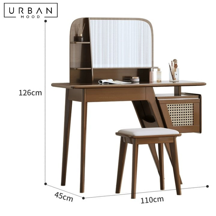 MEUNIER Japandi Rattan Vanity Table