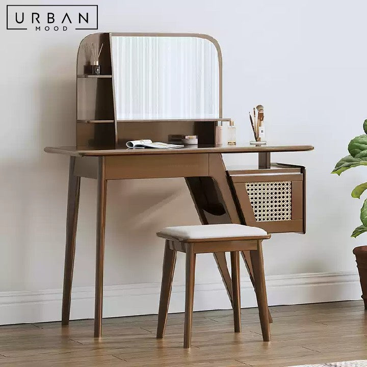 MEUNIER Japandi Rattan Vanity Table