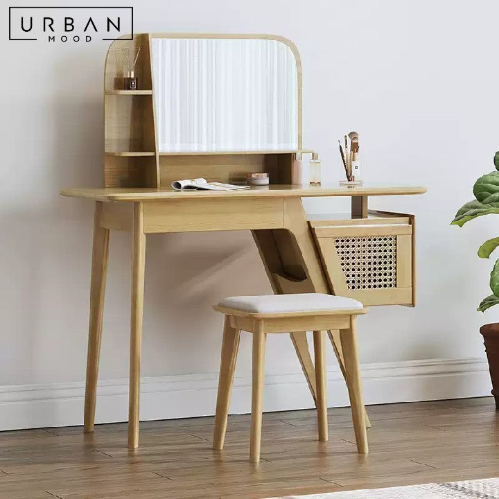 MEUNIER Japandi Rattan Vanity Table