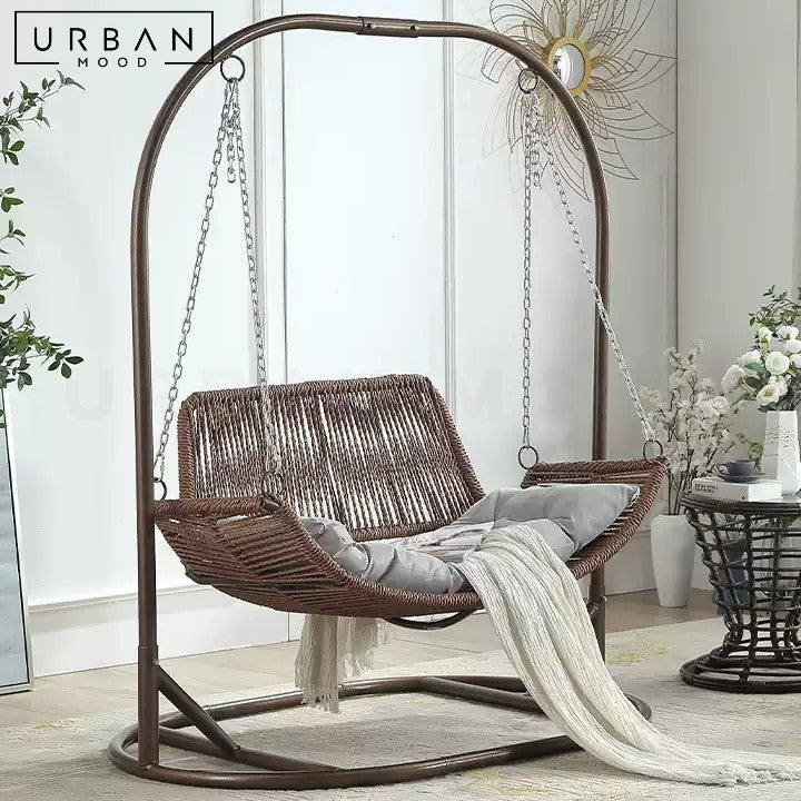 MICAELA Farmhouse Rattan Swing Chair