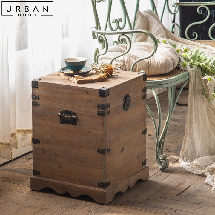 MICA Vintage Solid Wood Storage Side Table (Set of 2)