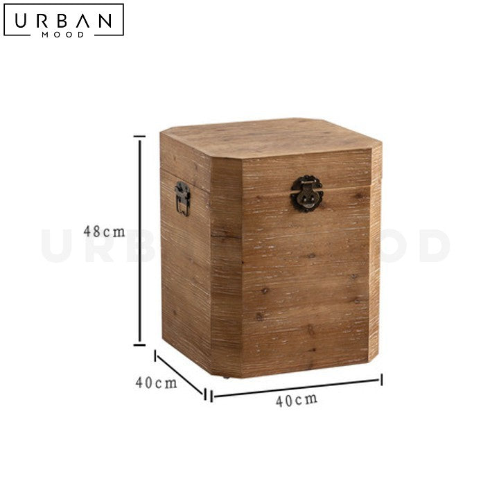 MICA Vintage Solid Wood Storage Side Table (Set of 2)