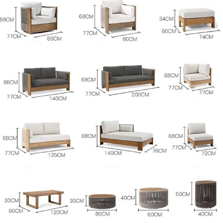 MICHAUD Modern Solid Wood Outdoor Sofa