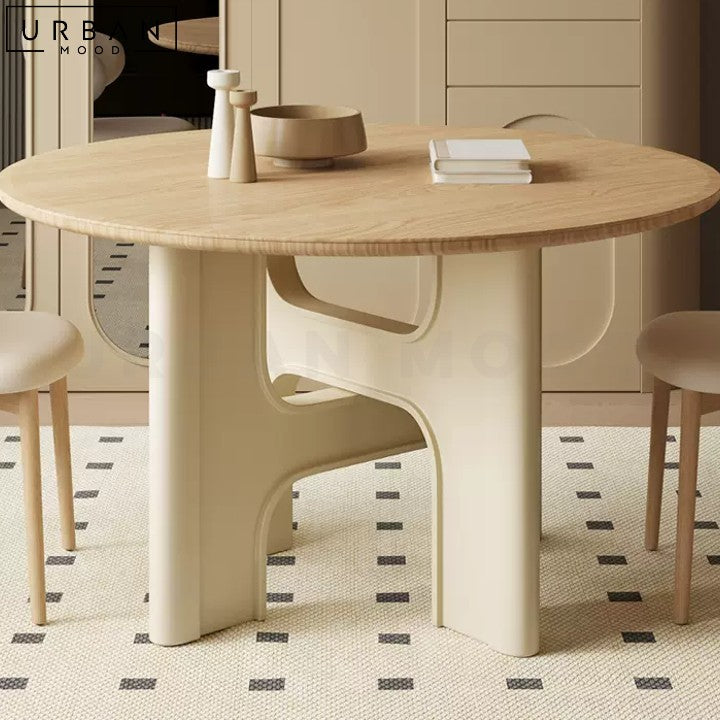 MIKAELA Japandi Solid Wood Round Dining Table