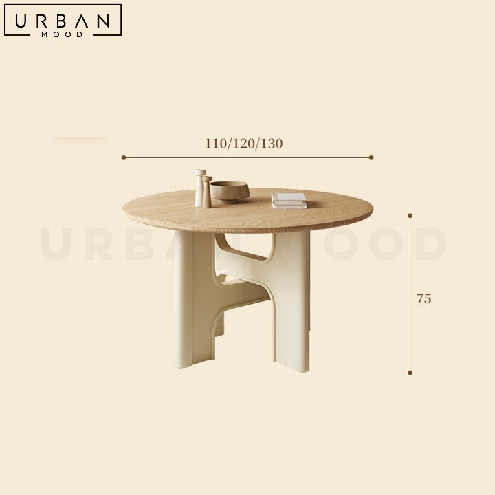 MIKAELA Japandi Solid Wood Round Dining Table