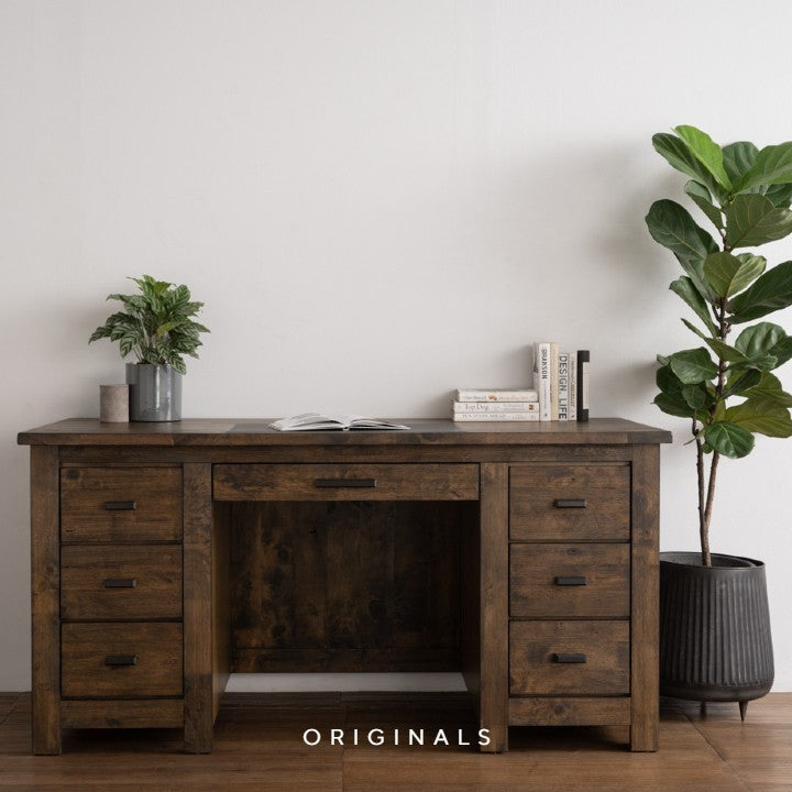 MIMOZA Rustic Solid Wood Study Desk