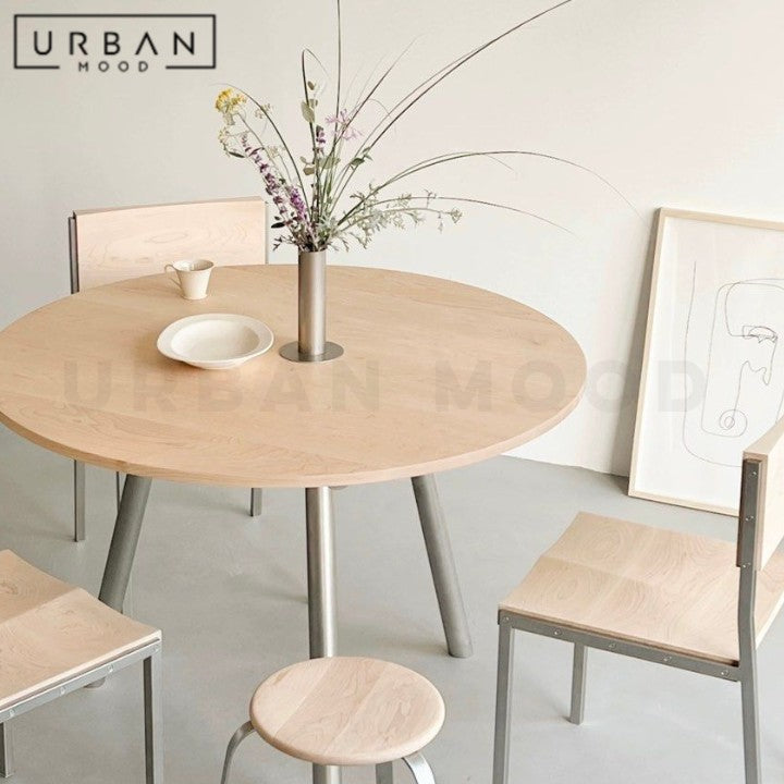 MINEA Modern Solid Wood Round Dining Table