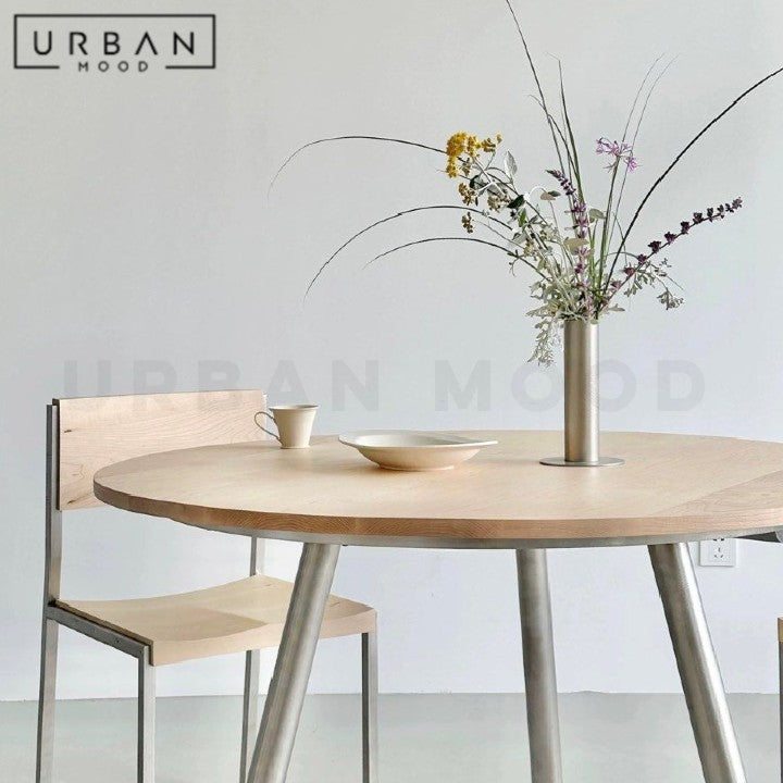 MINEA Modern Solid Wood Round Dining Table