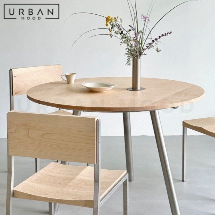 MINEA Modern Solid Wood Round Dining Table