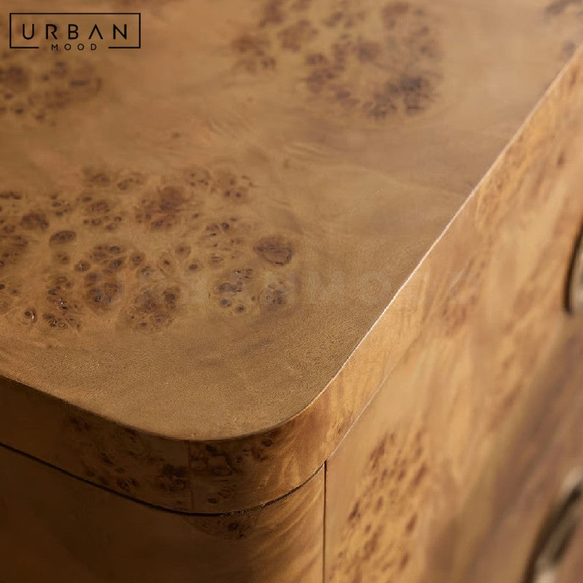 MINIFORM Mid Century Burl Wood Chest of Drawers