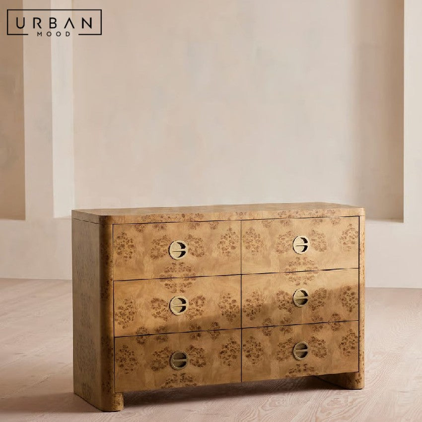 MINIFORM Mid Century Burl Wood Chest of Drawers