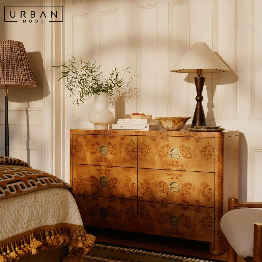 MINIFORM Mid Century Burl Wood Chest of Drawers