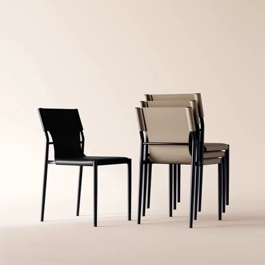 MIRETO Modern Saddle Leather Dining Chair - Urban Mood Singapore