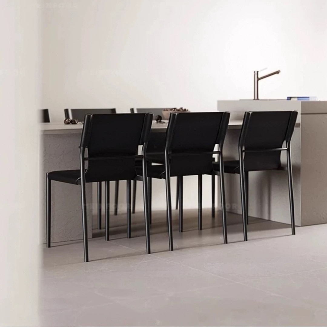 MIRETO Modern Saddle Leather Dining Chair - Urban Mood Singapore