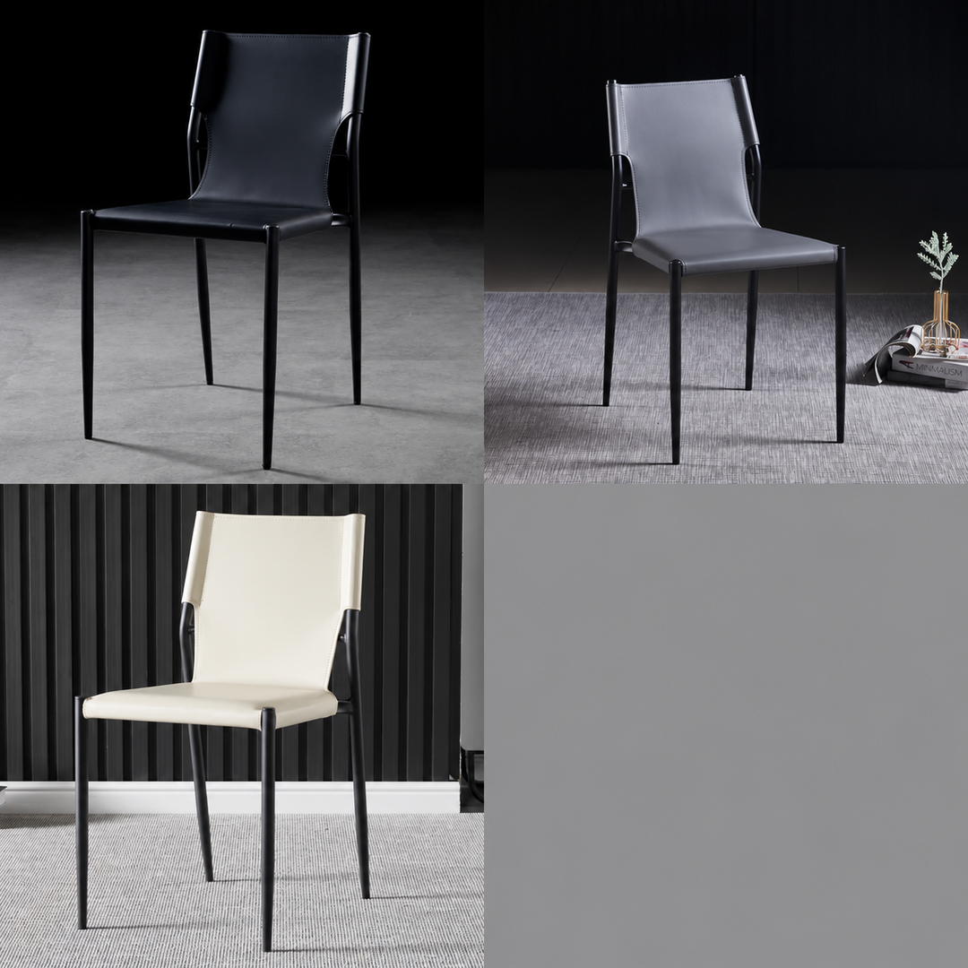 MIRETO Modern Saddle Leather Dining Chair - Urban Mood Singapore