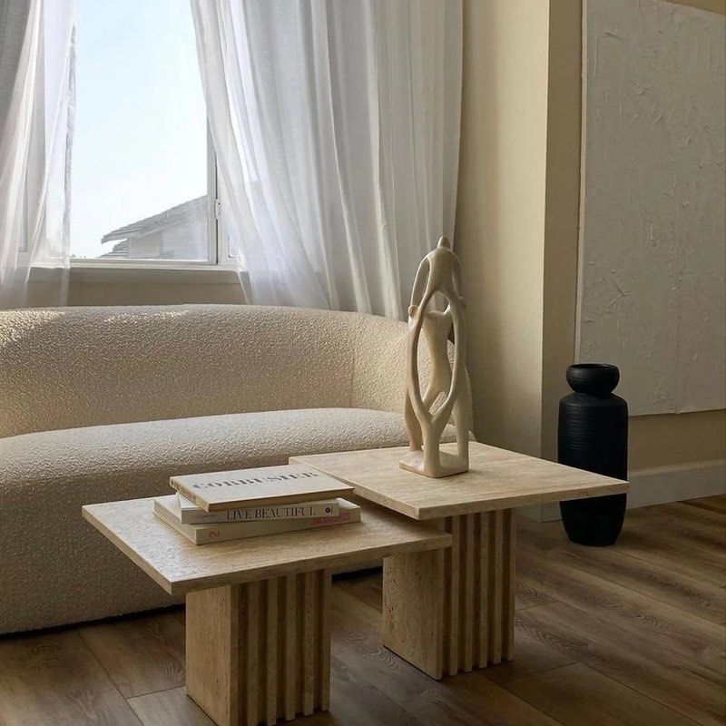 MIREYA Modern Travertine Coffee Table - Urban Mood Singapore